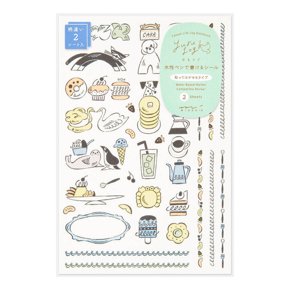 Yuru Log Decoration Stickers — 2 Sheets — Sweets & Animals