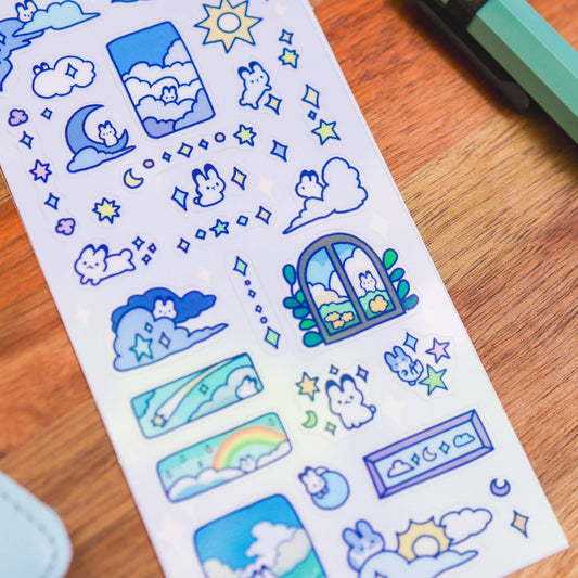 Sticker Sheet (Clear) - Cloudy Bunnies