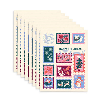 Christmas Postage Greeting Card Set: Boxed Set of 8: Set of 8