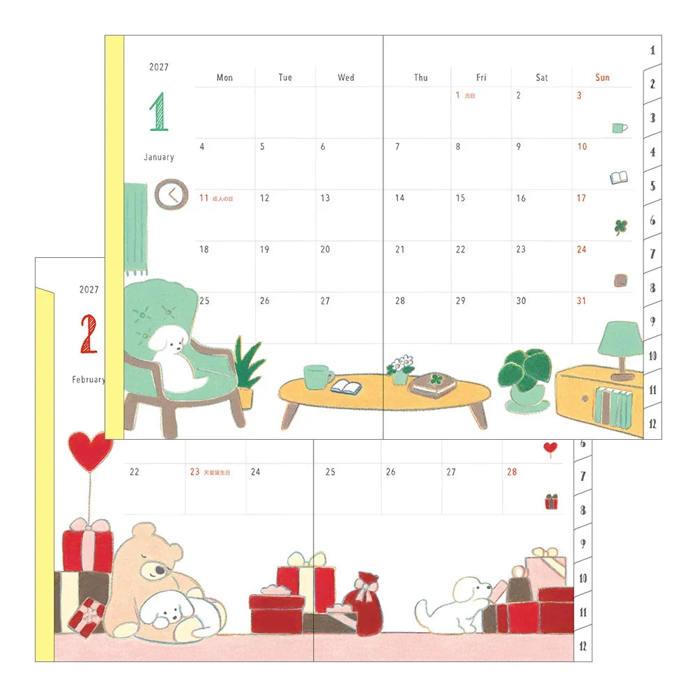 Midori Pocket Diary B6 2027 — Dog