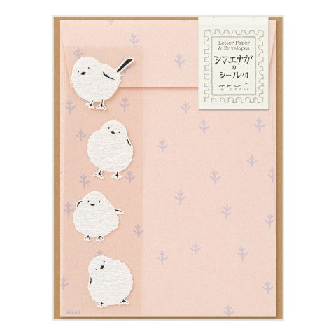 Midori Letter Set with Stickers — 758 Long-Tailed Tit