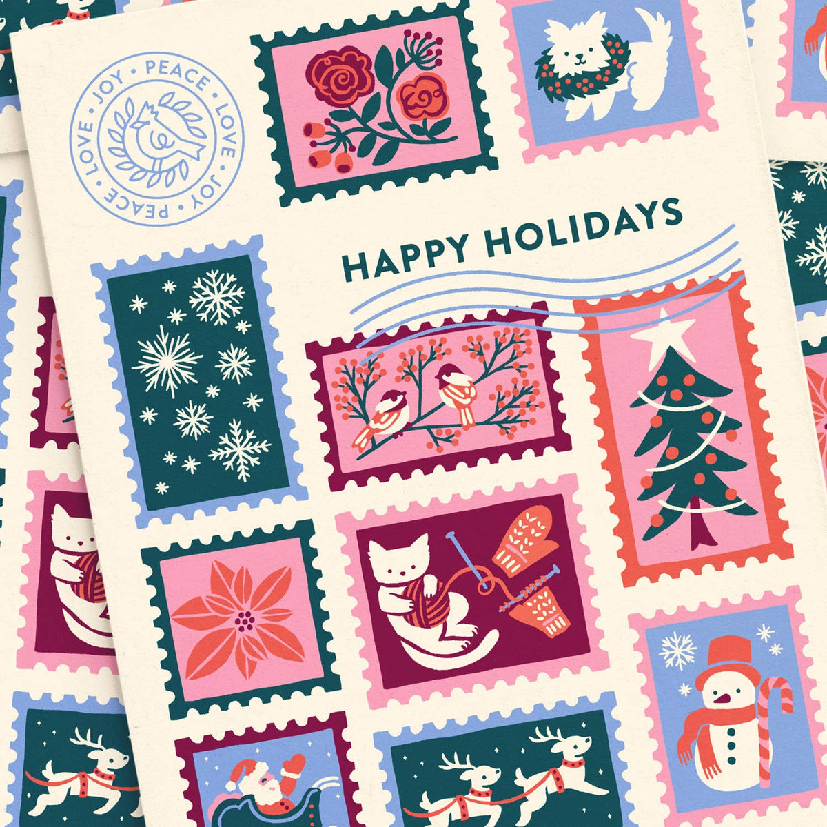 Christmas Postage Greeting Card Set: Boxed Set of 8: Set of 8
