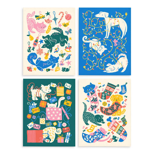 Merry Pets Christmas Greeting Card Set: Boxed Set of 8: Set of 8