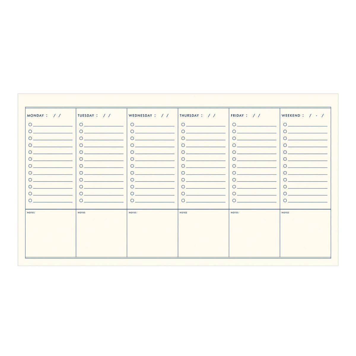 Weekly Checklist Undated Weekly Planner : Copper | White Ink