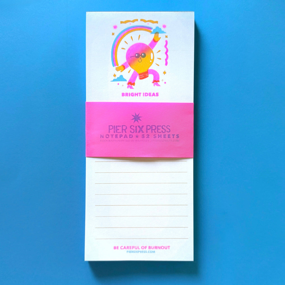 Bright Ideas Lightbulb - Risograph Memo Maker Notepad 