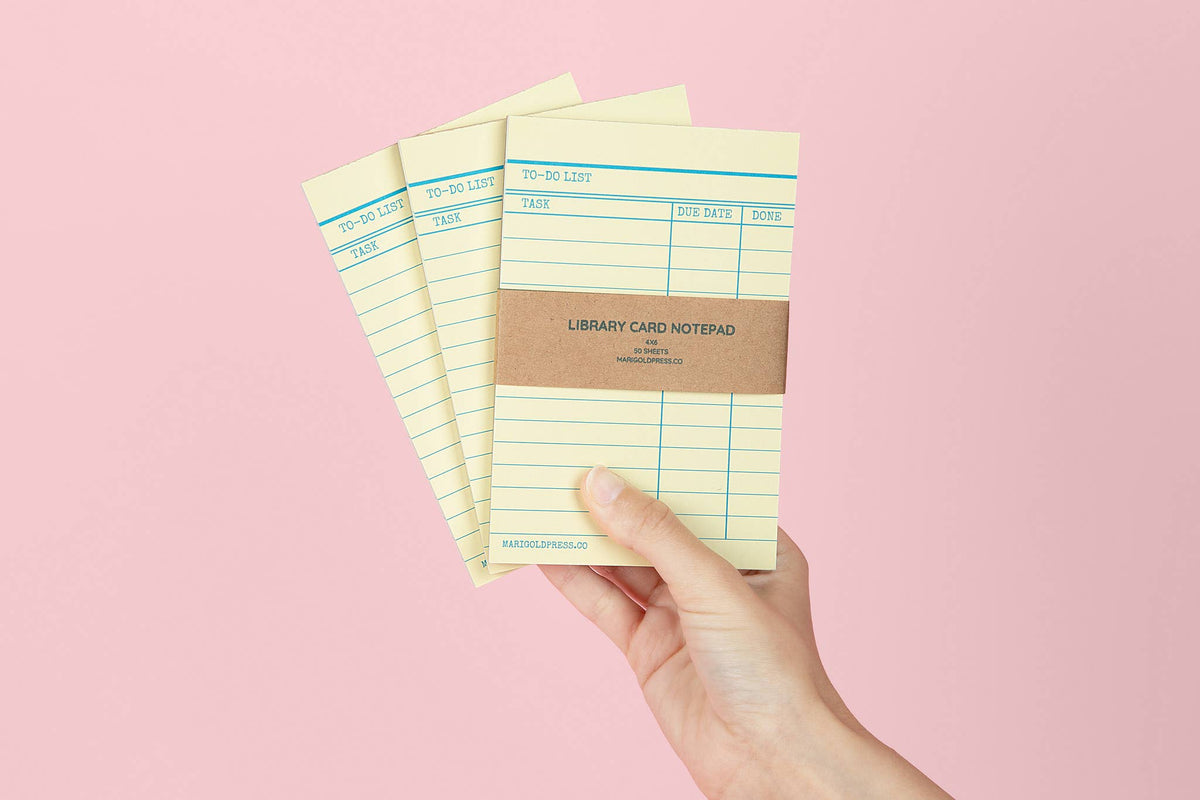 Library Card Notepad - Yellow