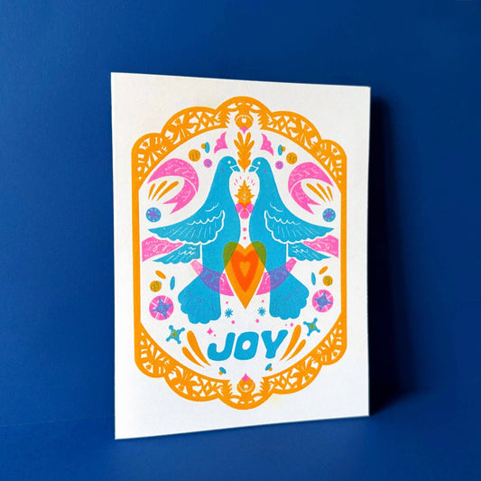 Joy Birds Holiday - Risograph Holiday card