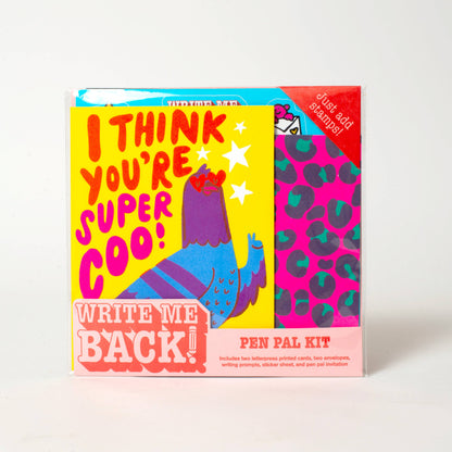 Pigeon + Leopard Letter Writing Write Me Back Pen Pal Kit